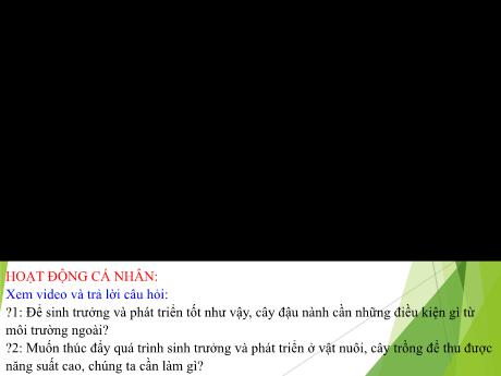 Bài giảng KHTN 7 - Bài 37: Ứng dụng sinh trưởng và phát triển ở sinh vật vào thực tiễn