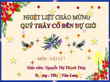 Bài giảng Vật Lí 7 - Tiết 4, Bài 4: Định luật phản xạ ánh sáng - Nguyễn Thị Thanh Thủy