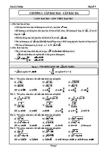 Bài tập môn Toán 9 (Đại số) - Chương I: Căn bậc hai - Căn bậc ba