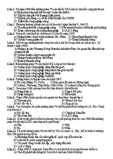 Bộ đề TNKQ Lịch Sử 9 (Có đáp án)