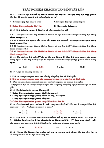 Bộ đề TNKQ môn Vật Lí 9 (Có đáp án)