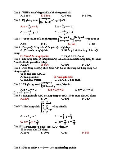 Bộ đề TNKQ Toán 9 (Có đáp án)