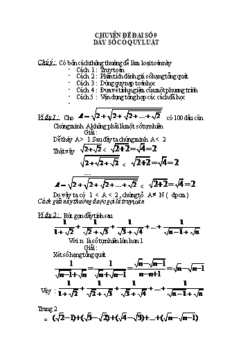 Chuyên đề Toán 9 (Đại số) - Dãy số có quy luật