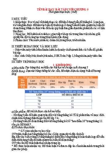 Kế hoạch bài dạy Toán 7 - Chương 5: Bài tập cuối chương 5