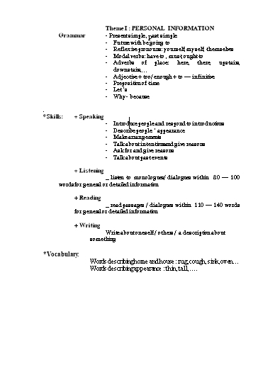Ma trận và Đề Kiểm tra môn Tiếng Anh 8 - Written Test 1 (Có đáp án)
