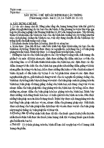 Nội dung Chuyên đề Công Nghệ 7 - Xây dựng chủ đề sâu bệnh hại cây trồng