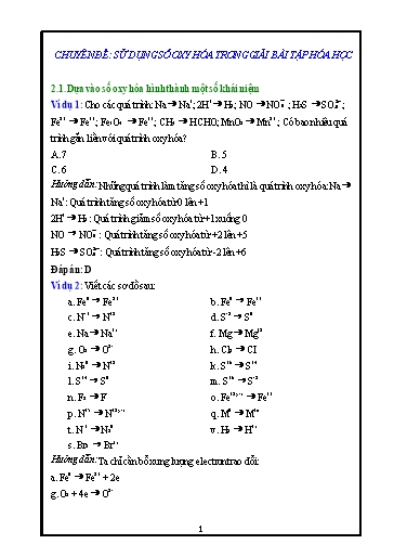 Nội dung Chuyên đề Hóa Học 9 - Chuyên đề: Sử dụng số Oxi hóa trong giải bài tập hóa học