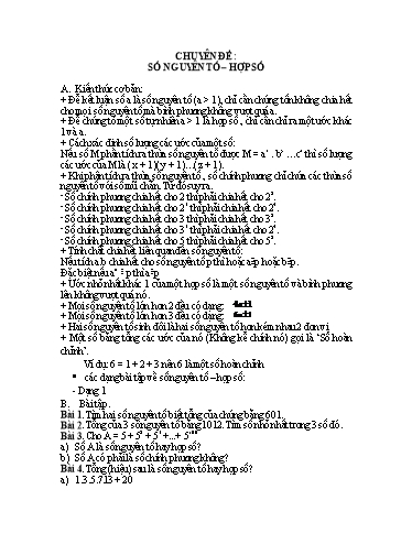 Tài liệu tham khảo Toán 6 - Chuyên đề: Số nguyên tố - Hợp số