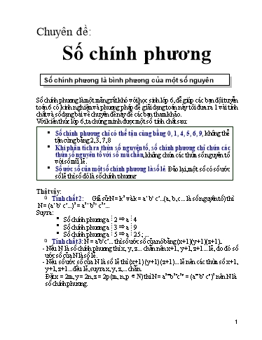 Tài liệu tham khảo Toán Lớp 6 - Chuyên đề: Số chính phương